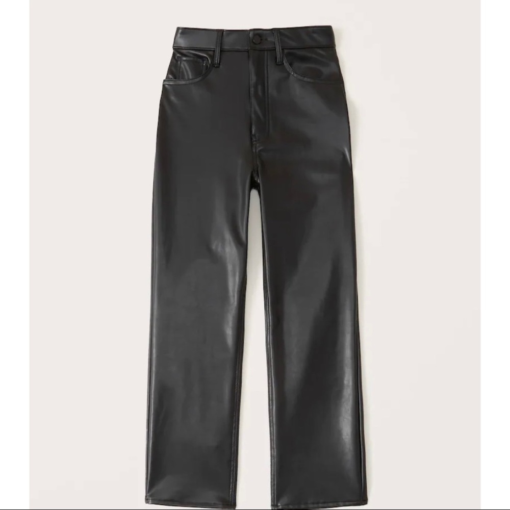 Ambercrombie& Fitch Vegan Leather Ankle Straight Pants Black